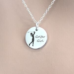 Sterling Silver Customizable Golfer Girl Necklace